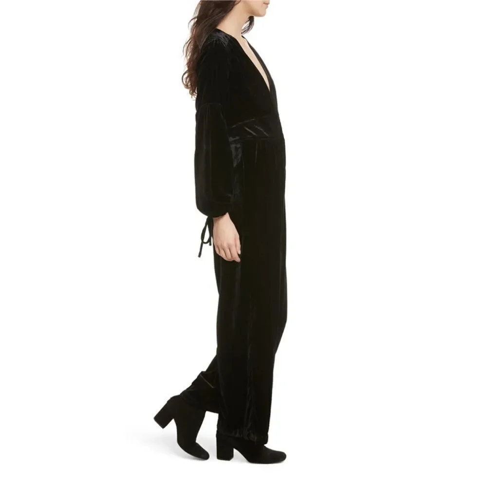 Free People Black True Lovin Velvet Jumpsuit SS6
